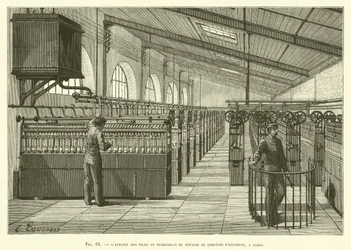 De werkplaats van kaliumbichromaatbatterijen bij de Comptoir d